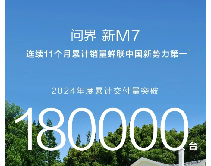 问界新M7，2024年度累计交付量突破18万辆