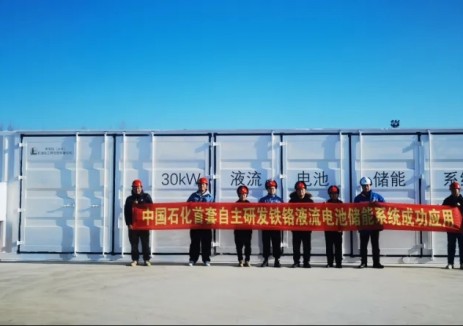 中国石化首套30kW铁铬液流电池储能系统顺利投运