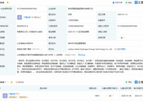 1.5亿美元外资注入！山东又一氢能公司成立