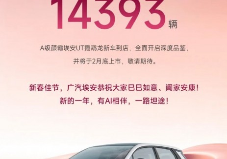 广汽埃安2025年1月全球销量14393辆