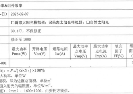 脉络能源大面积钙钛矿单结与叠层组件效率再创新高