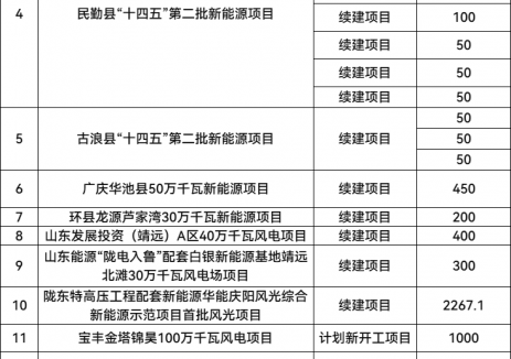 13.3GW！甘肃省2025年重大风电建设项目清单公布