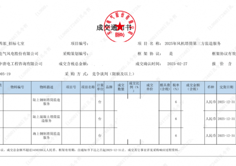中标 | 北京中唐电工程咨询有限公司中标东方电气2025年<em>风电塔筒</em>第三方监造服务项目