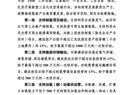 四川南充：制氢项目最高补助1000万！