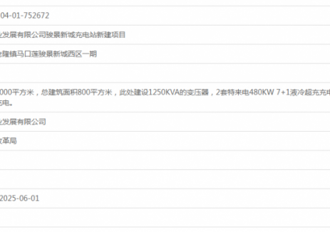 广东龙川县德兴物业发展有限公司骏景新城充电站新建项目获备案