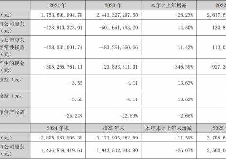 天力锂能2024年净利润同比减亏7274.15万元