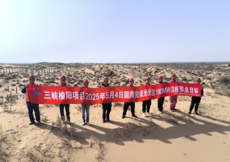 三峡能源陕西榆阳项目完成光伏区180兆瓦沉桩作业