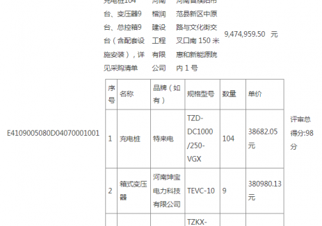 河南范县城区分散式充电桩一期（充电桩部分）项目