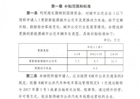 吉林省2025年新能源城市公交车及动力电池更新补贴