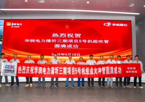蒲圻百万项目5号机组点火吹管成功