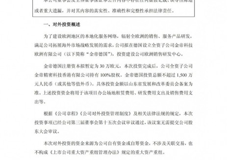 涉及储能业务！金帝股份在德国设立全资子公司