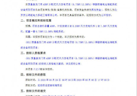 招标 | 6.75MW/13.5MWh！河北石家庄赞皇县龙门岗4