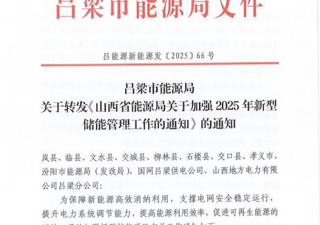山西吕梁市：对于未入库和调整出库储能项目设置3个月缓冲期