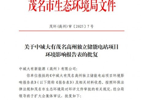 100 兆瓦/200 兆瓦时的电化学储能电站项目获批