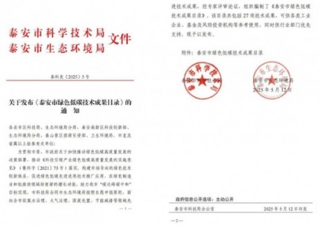泰安项目公司自主研发新型技术成功通过泰安市绿