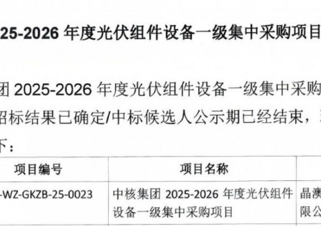 第一中标人！晶澳科技成功入围中核集团26.67GW