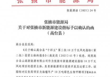 山高新能源集团成功获取张掖海槿10万千瓦风电项目指标
