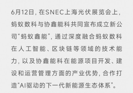蚂蚁鑫能，成立!