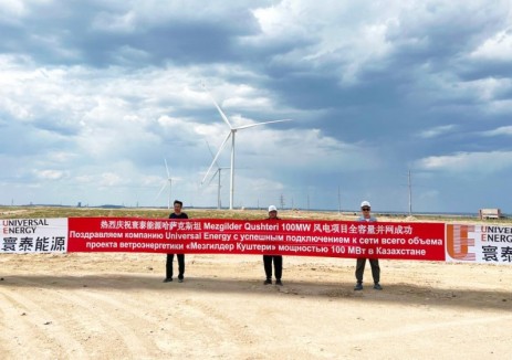 寰泰能源哈萨克斯坦100MW风电项目全容量并网