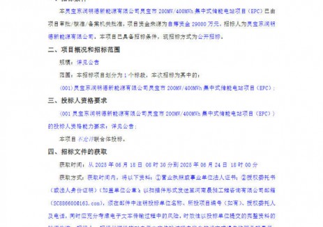 招标 | 河南灵宝市200MW/400MWh集中式储能电站项