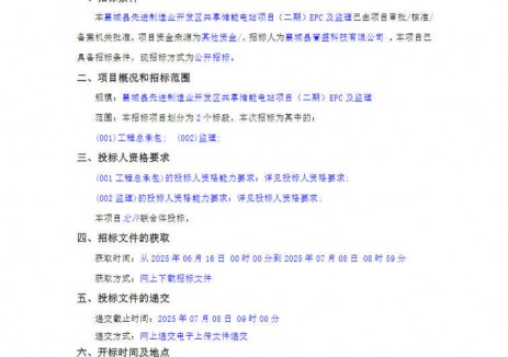 招标 | 0.938元/Wh！河南许昌70MW/80MWh共享储能