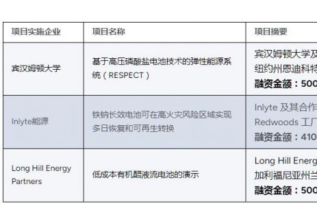 美国能源部拨款1500万美元项目推进储能和关键基础