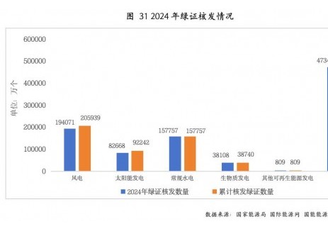 2024年1-12月，国家能源局共计核发绿证47.34亿个