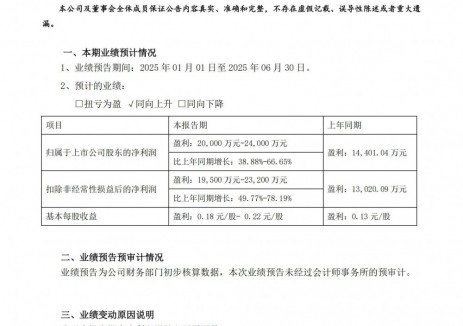 普利特预计2025年上半年净利同比增长38.88%-66.65%