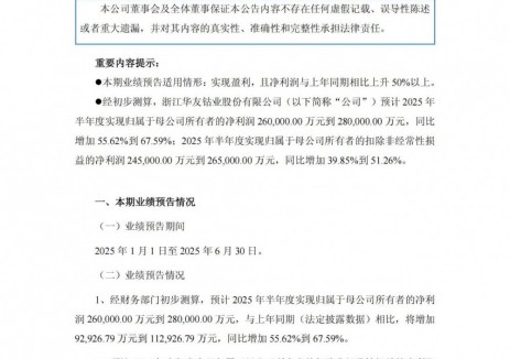 华友钴业上半年净利润同比预增56%~68%