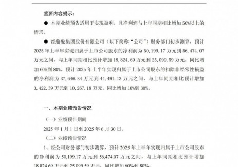 骆驼股份预计2025年上半年净利润约为5.02亿元~5.6