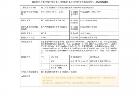 招标 | 贵州200MW/400MWh储能电站招标