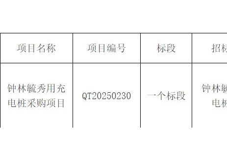 招标 | 钟林毓秀用充电桩采购项目公告