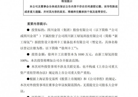 涉及储能业务！四川金顶设立子公司