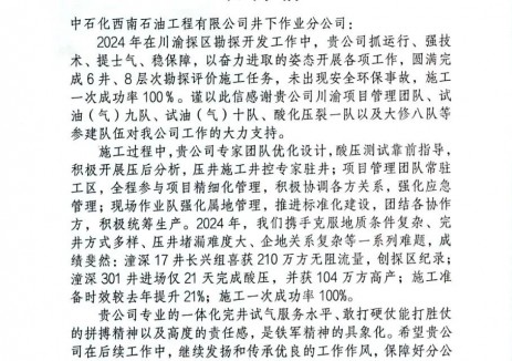 中石化西南石油工程有限公司着力“三个聚焦”，推动试油气作业稳步前行