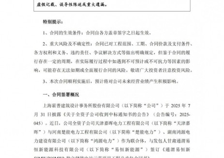 霍普股份子公司联合体签署1.59亿元储能项目合同