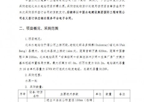 招标 |中国电建水电十局老挝北本水电站项目水泵采