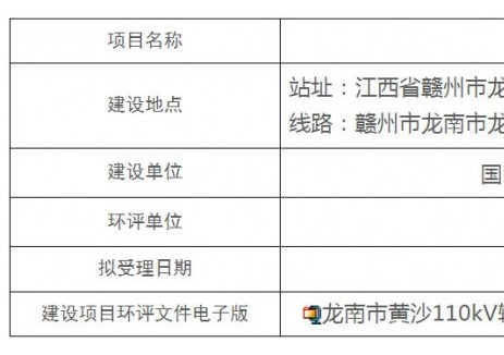 江西龙南市黄沙110kV输变电工程环境影响评价文件