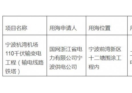 关于宁波杭湾机场110千伏输变电工程（输电线路铁