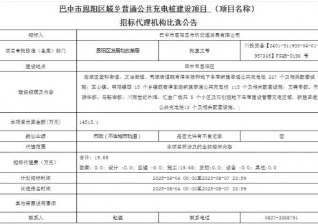 招标 | 14515万元！四川省巴中市恩阳区城乡普通公