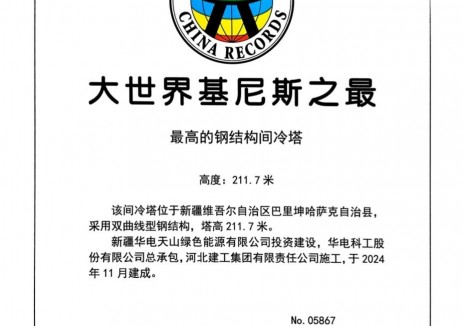 华电科工股份有限公司承建的双曲线钢结构间冷塔荣