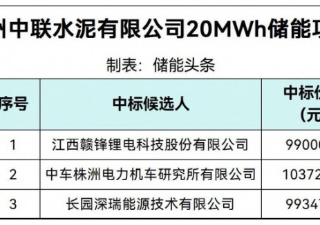 中标 | 0.495~0.519元/Wh！徐州中联水泥有限公司2