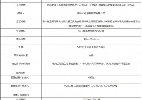 中标 | 浙江嘉兴电动交通工具安全能源供给应用示