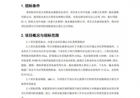 招标 | 内蒙古扎鲁特哈尔布格抽水蓄能电站项目预