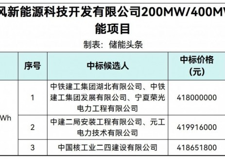 中标 | 1.045~1.0498元/Wh！河南三门峡200MW/400M