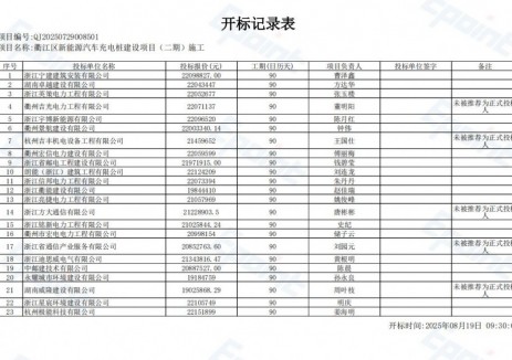 中标 | 浙江衢州市衢江区新能源汽车充电桩建设项