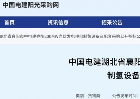 招标 | 中电建枣阳200MW光伏发电项目制氢设备重新