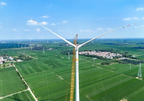 华润清河50兆瓦风电场项目风机吊装全部完成