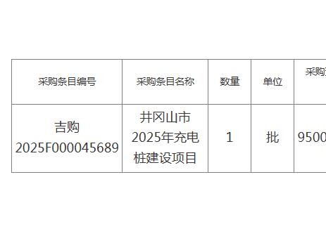 招标 | <em>江西</em>井冈山市2025年充电桩建设项目电子化政府采购公开招标公告