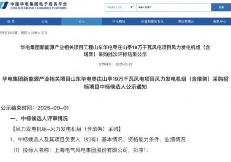 中标 | 电气风电中标华电山东及宁夏44万风电项目