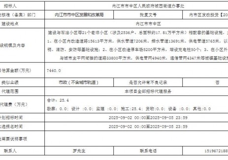 招标 | 四川内江市老旧<em>小区</em>改造配套基础设施建设项目招标代理机构比选公告